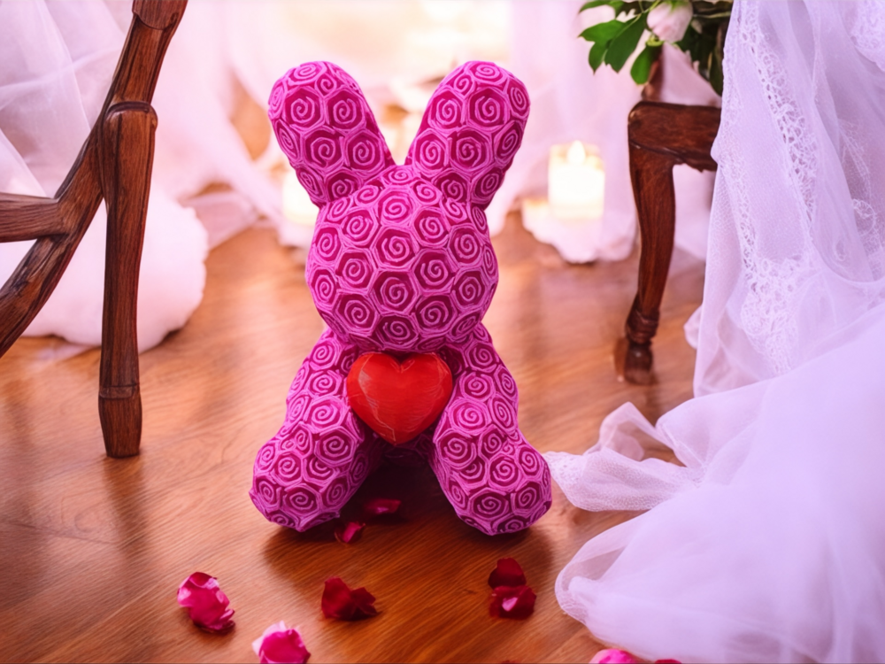 Sevgililer Günü İçin Rose Bunny Aşk Tavşan