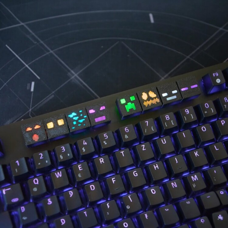 Minecraft Mobs Temalı 3D Keycap Seti