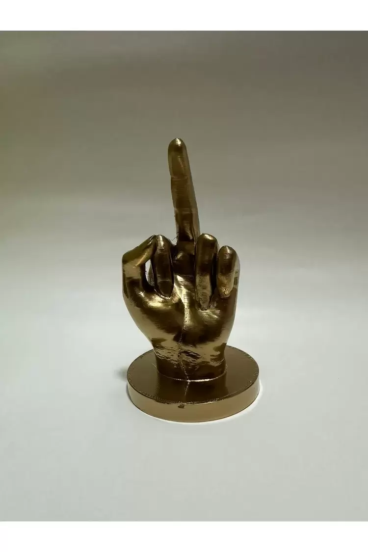Orta Parmak Heykeli – Altın Renk, 14 cm