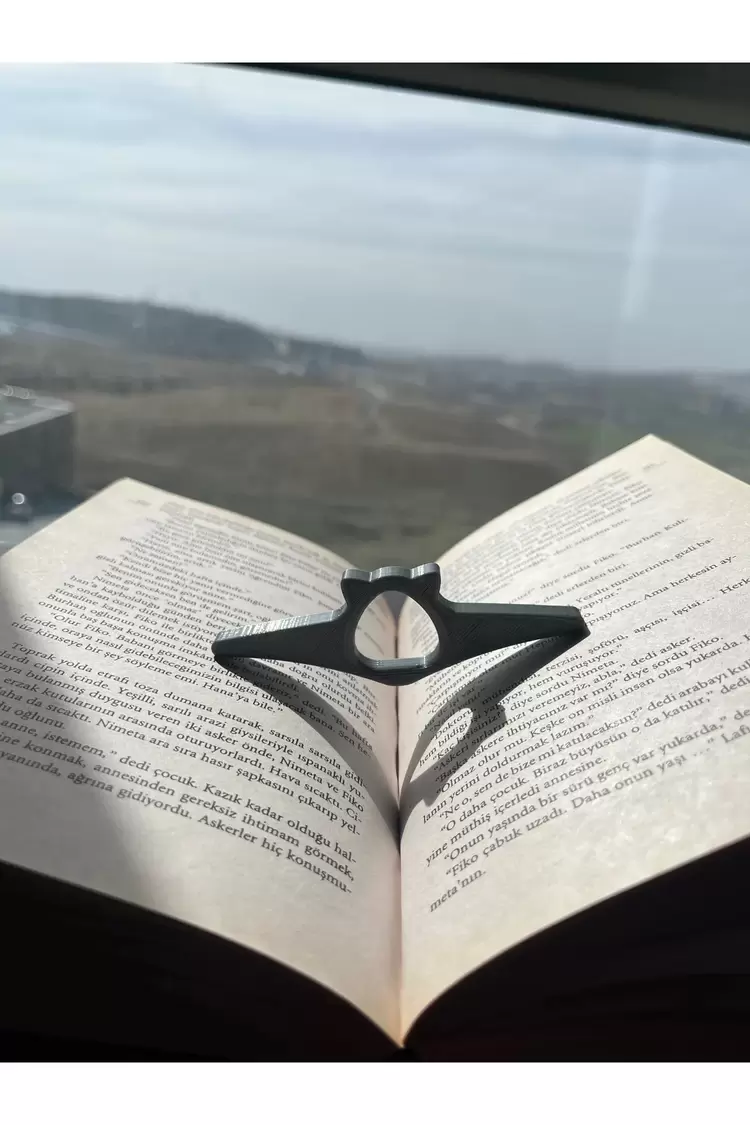 3D Baskı Kedi Kitap Okuma Yüzüğü – Parmak Yüzük/Ayraç