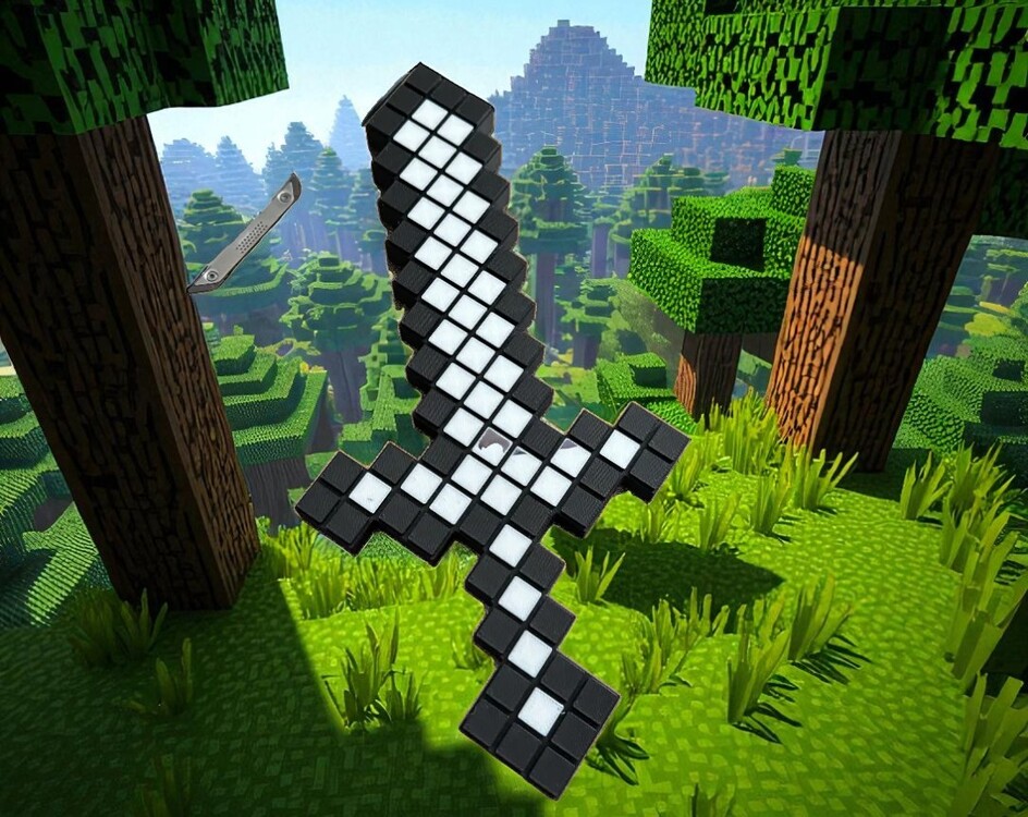 Minecraft Beyaz Kılıç – White Sword | El Yapımı 3D Figür
