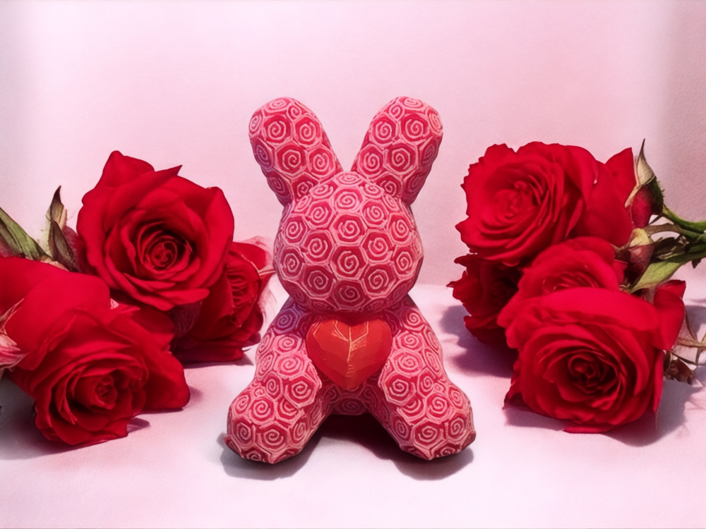 Sevgililer Günü İçin Rose Bunny Aşk Tavşan