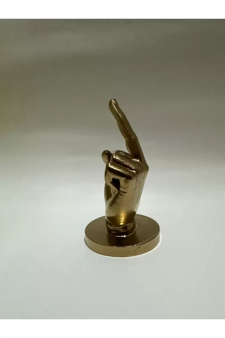 Orta Parmak Heykeli – Altın Renk, 14 cm
