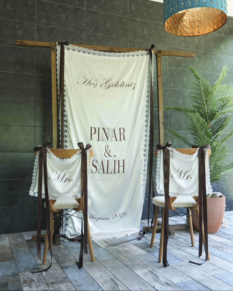 Ekru Saten Karşılama ve Sandalye Set