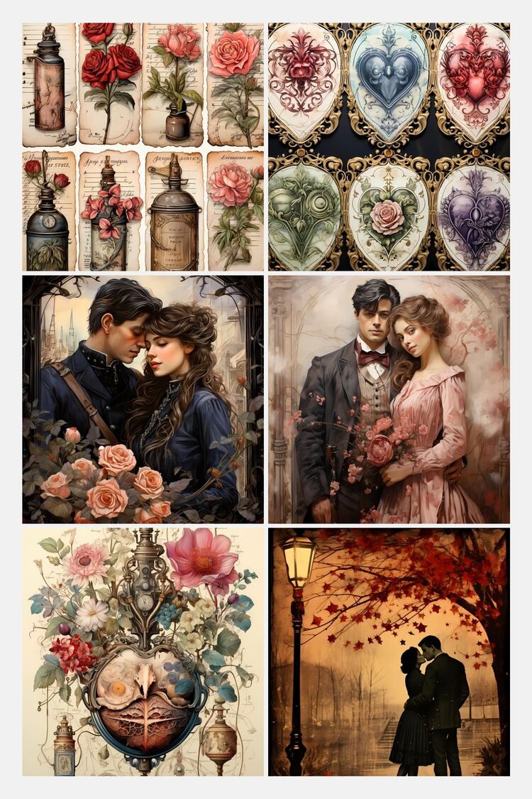 Vintage Sevgililer Günü (Scrapbook) (17 Sayfa)
