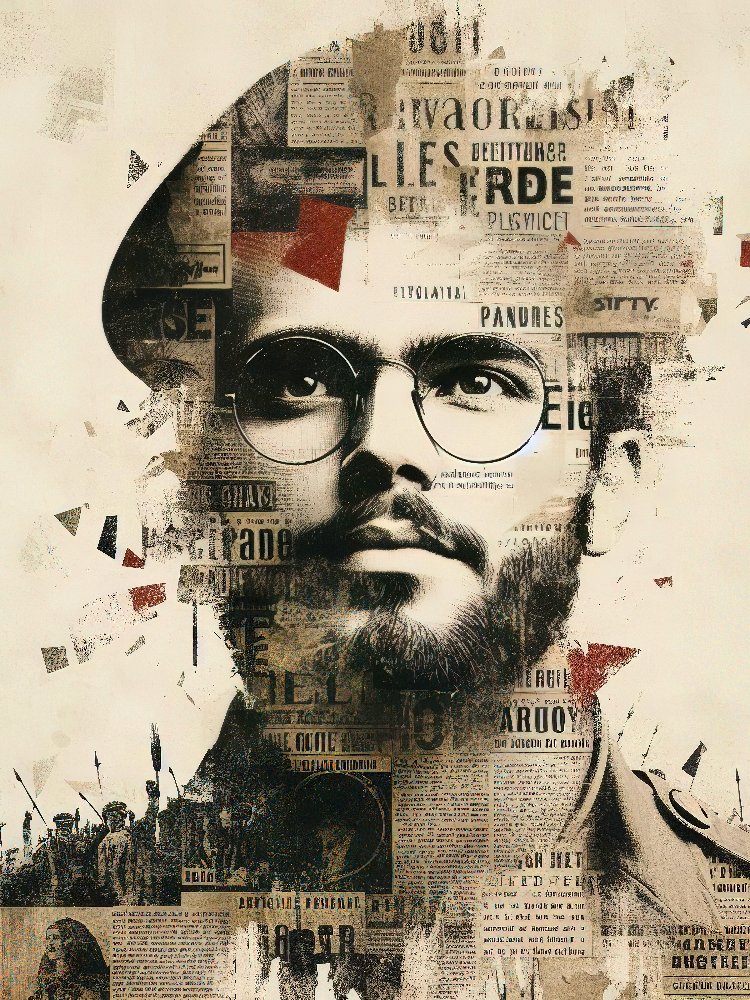 newspaper collage portrait