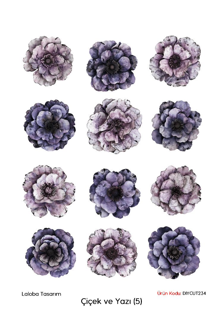 Çiçek ve Yazı (DIY CUT) (5)