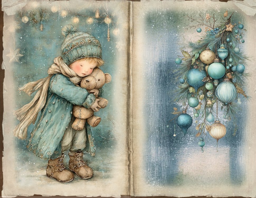 sevimli mavi scrapbook
