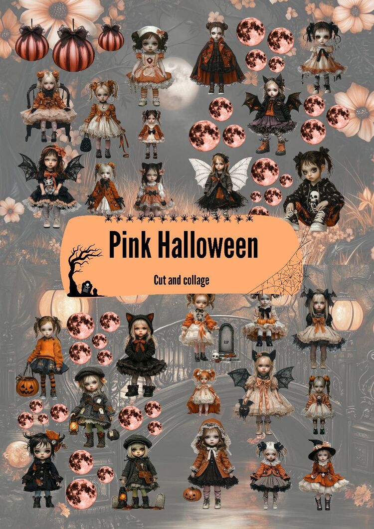 Pink Halloween Cute and collage