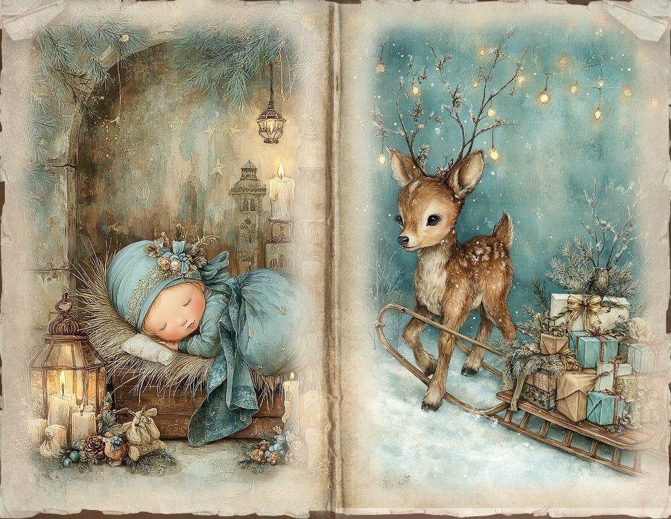 sevimli mavi scrapbook