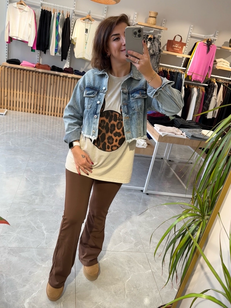 Crop jean ceket