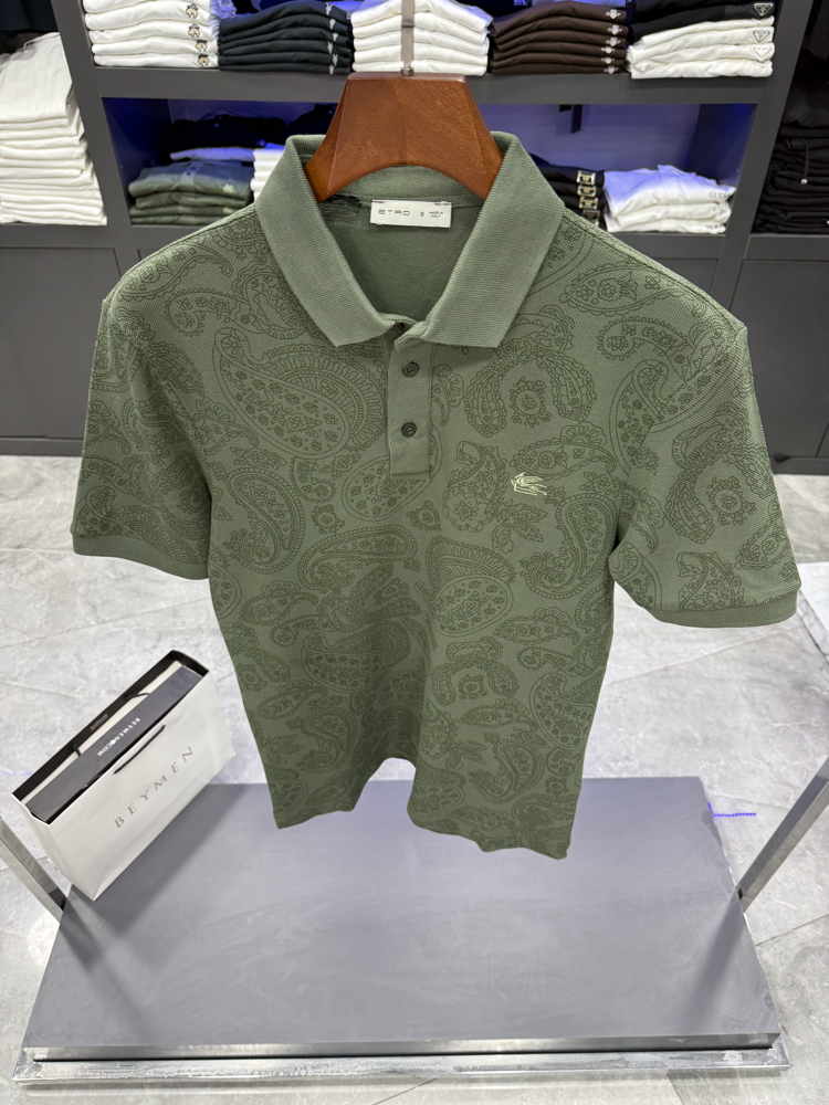 Etro Baskılı Yeşil Premium Polo Yaka