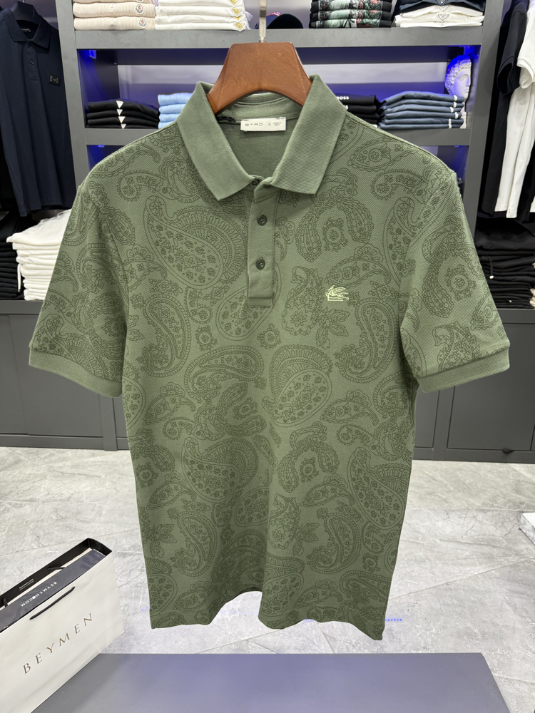 Etro Baskılı Yeşil Premium Polo Yaka