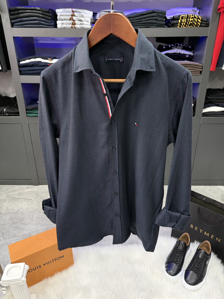 Tommy Hılfıger Slim Fit Lacivert Gömlek