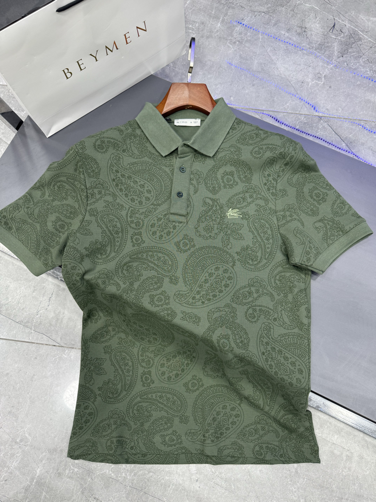 Etro Baskılı Yeşil Premium Polo Yaka