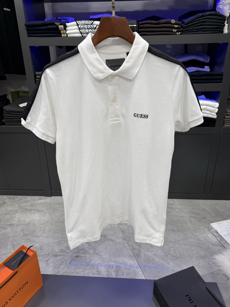 Guess Omuz Detaylı Premium Polo Yaka -Beyaz