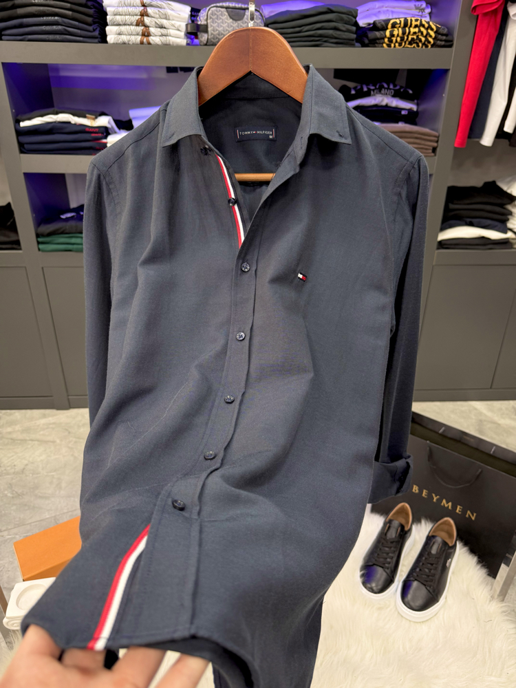 Tommy Hılfıger Slim Fit Lacivert Gömlek