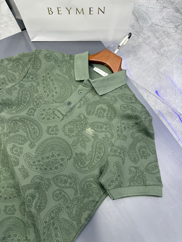Etro Baskılı Yeşil Premium Polo Yaka