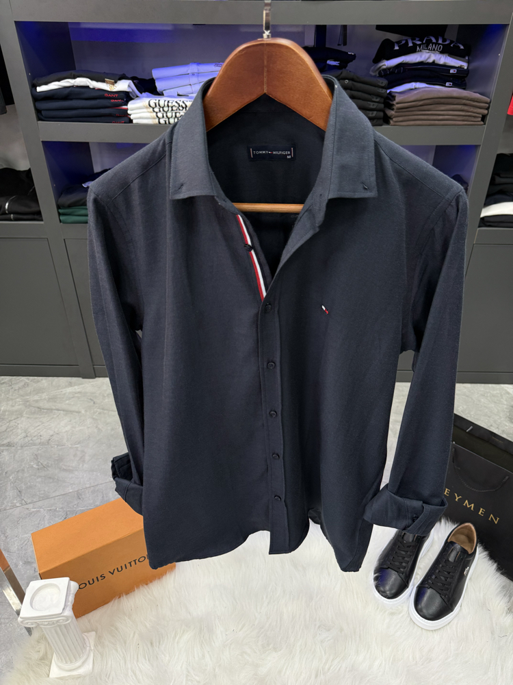 Tommy Hılfıger Slim Fit Lacivert Gömlek