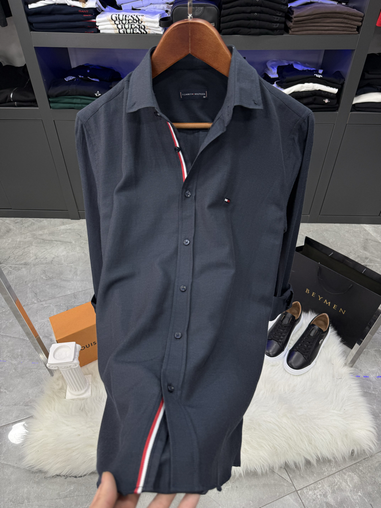 Tommy Hılfıger Slim Fit Lacivert Gömlek