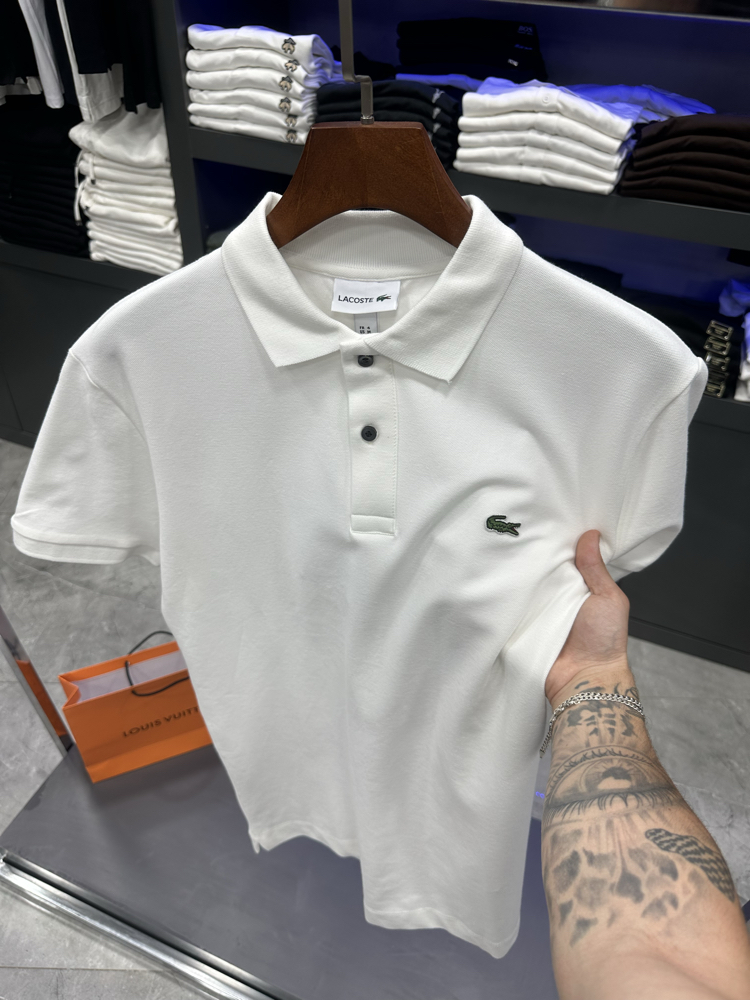 Timsah Logolu Beyaz Premium Polo Yaka