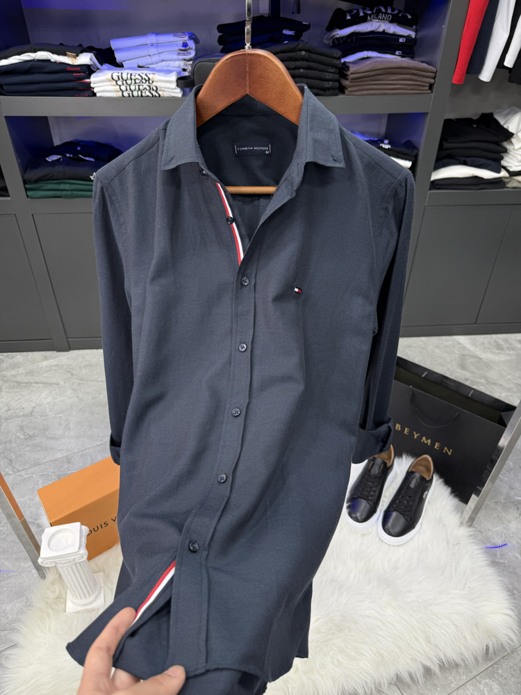 Tommy Hılfıger Slim Fit Lacivert Gömlek