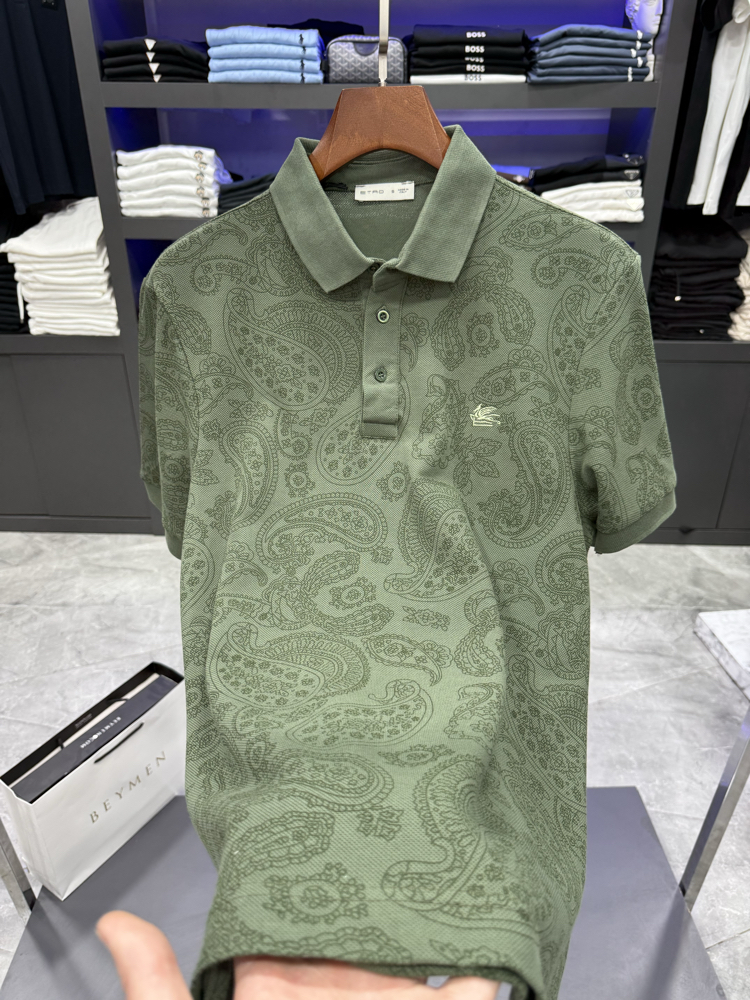 Etro Baskılı Yeşil Premium Polo Yaka