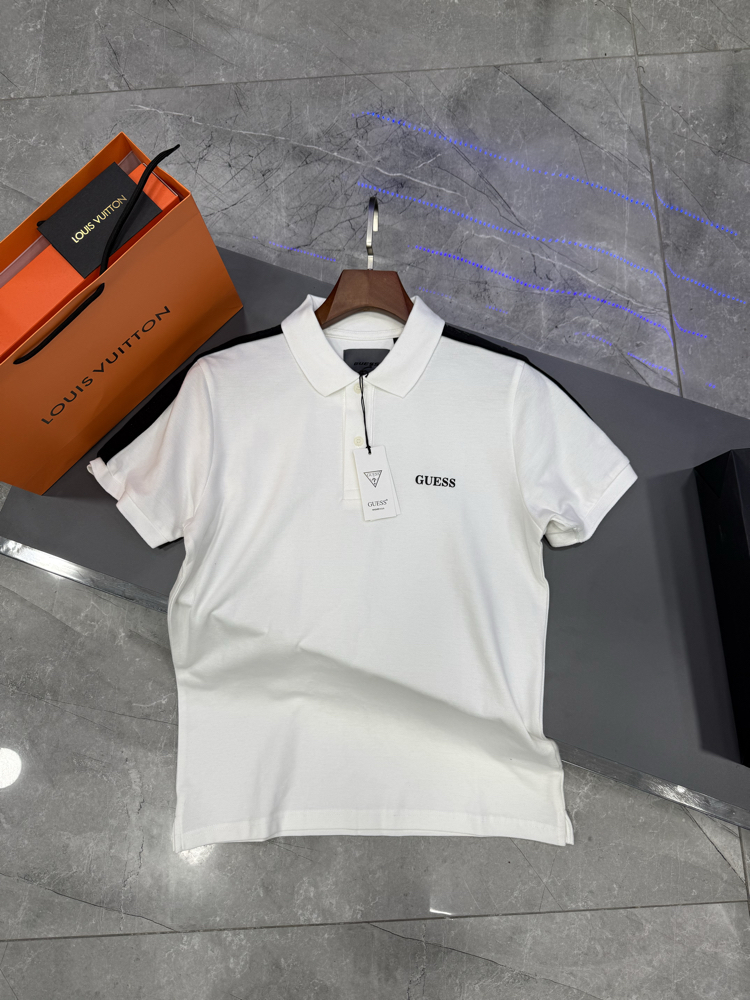 Guess Omuz Detaylı Premium Polo Yaka -Beyaz
