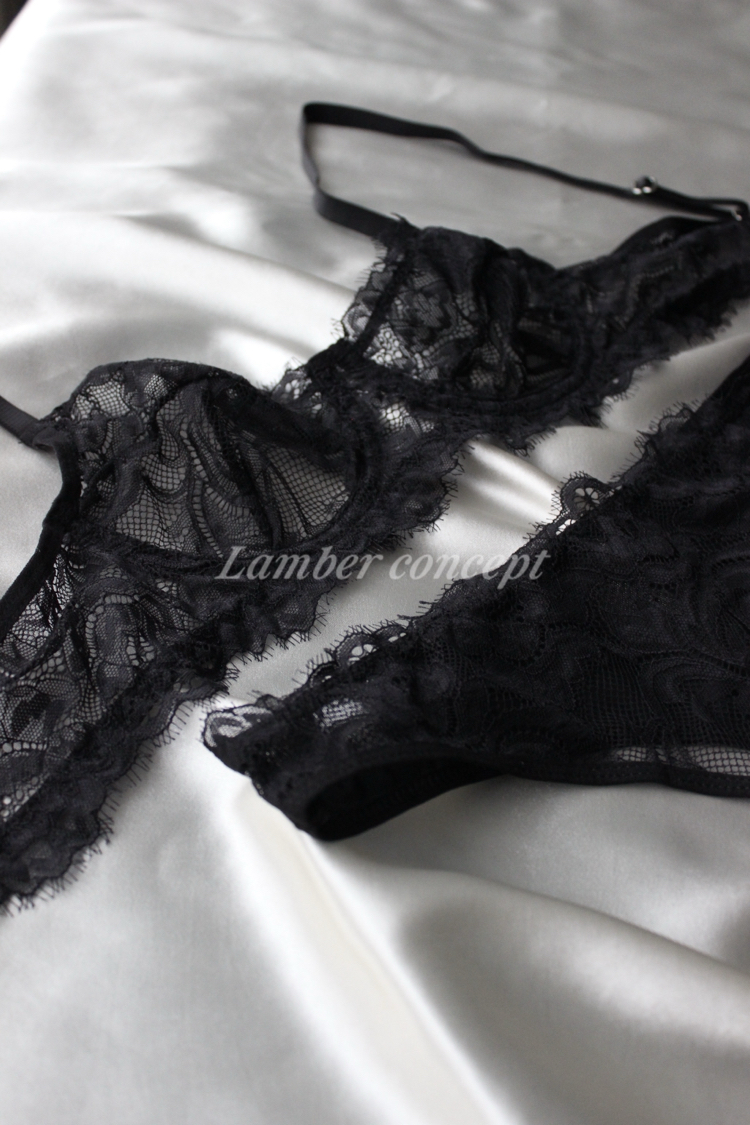 Black Lace Bra Set