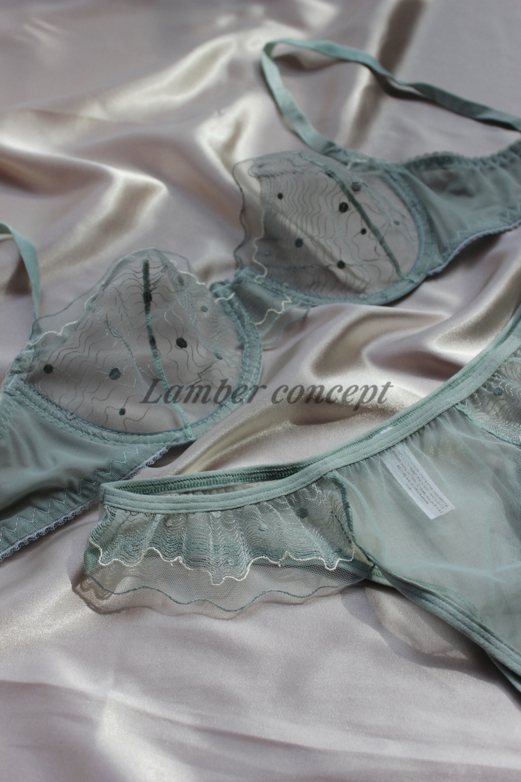 Green Pearly Bra Set