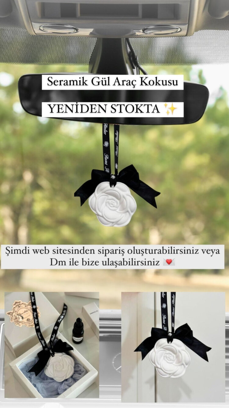 Seramik gül araç kokusu