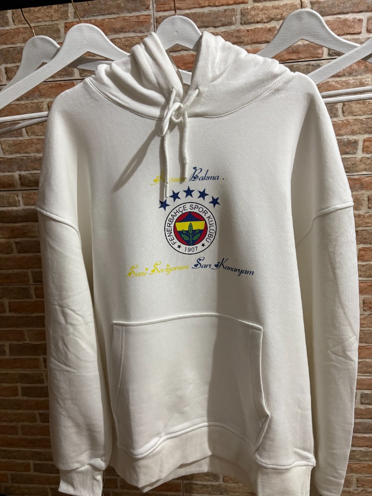 Kişiye Özel Baskı – Oversize Beyaz Hoodie / Sweatshirt