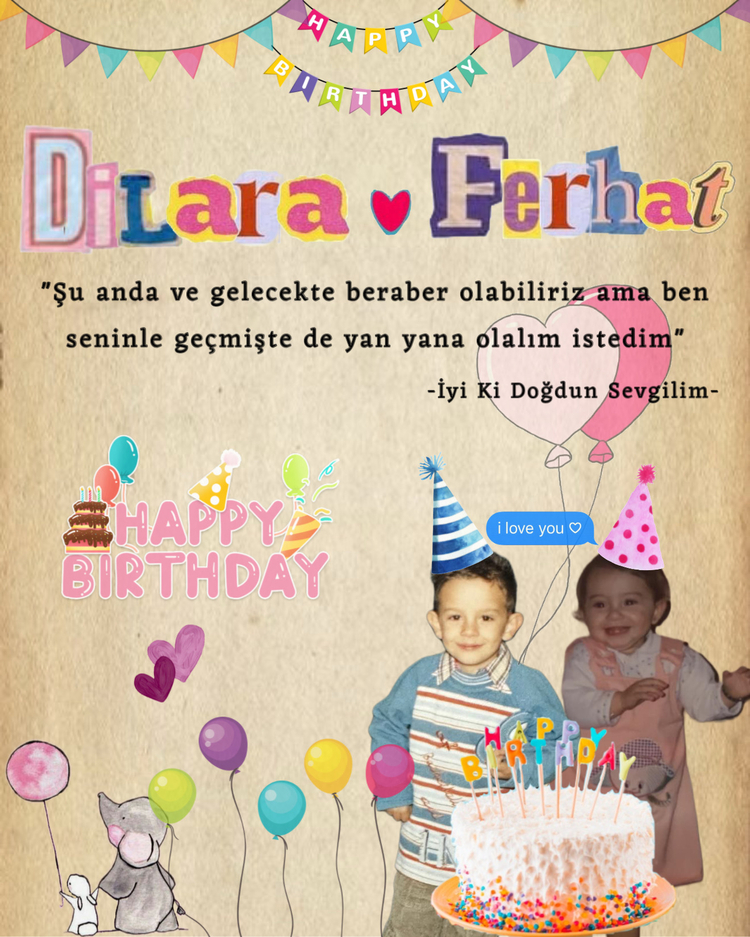 Kişiye Özel Doğum Günü Tablosu Model 2