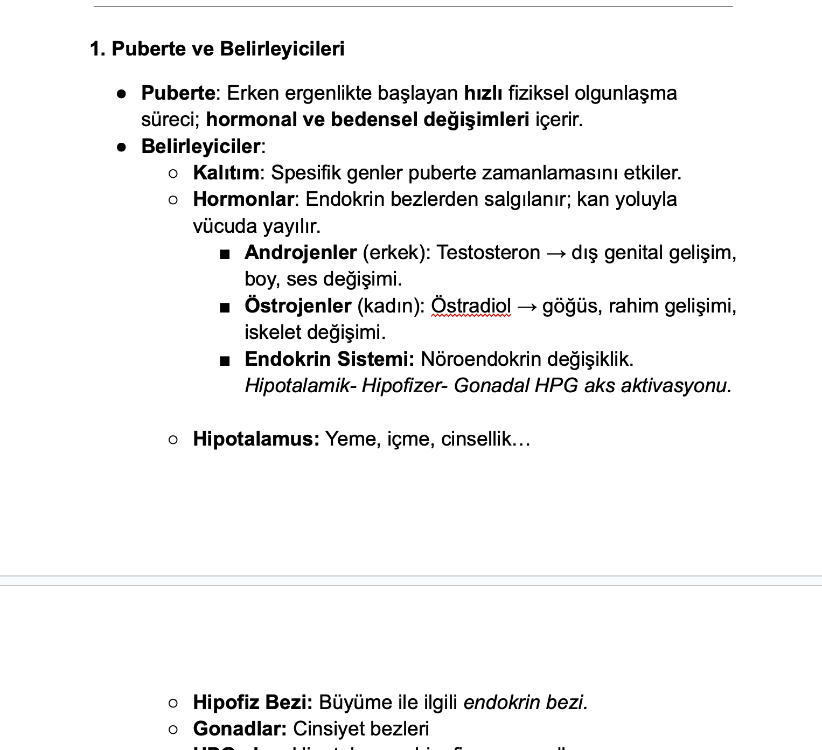 Ergenlik Psikolojisi Vize Notları