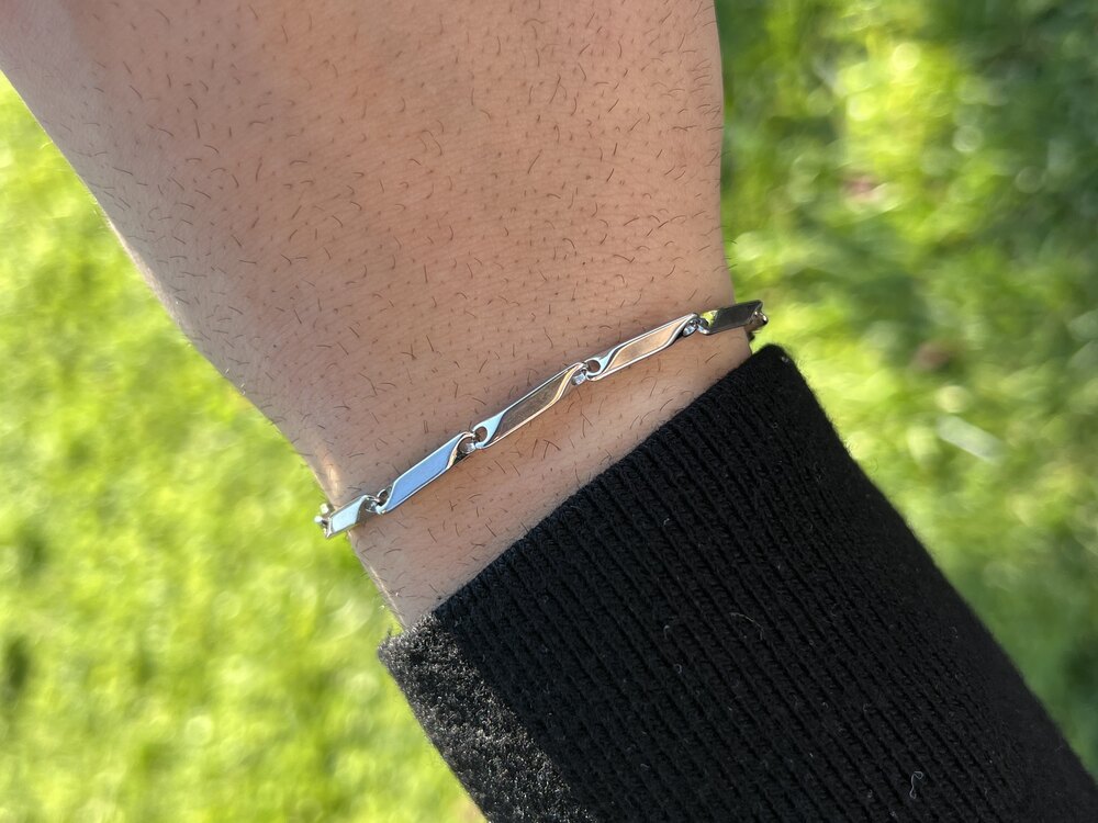 Erkek Gümüş 21cm Uzunluğunda Çelik Bileklik