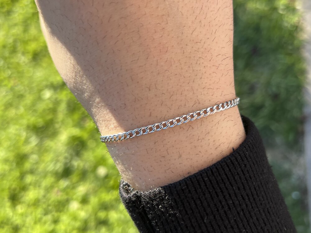 Erkek Gümüş 21 Cm Uzunluğunda Çelik Bileklik