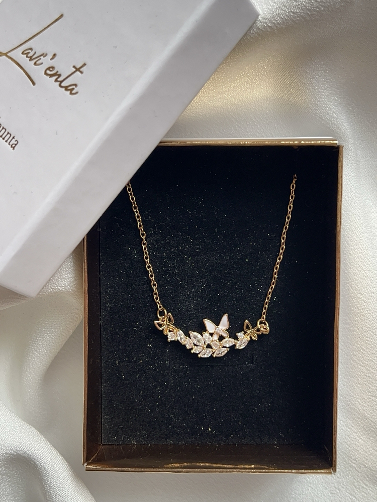 Gold Kelebek Model Çelik Kolye (45 cm)