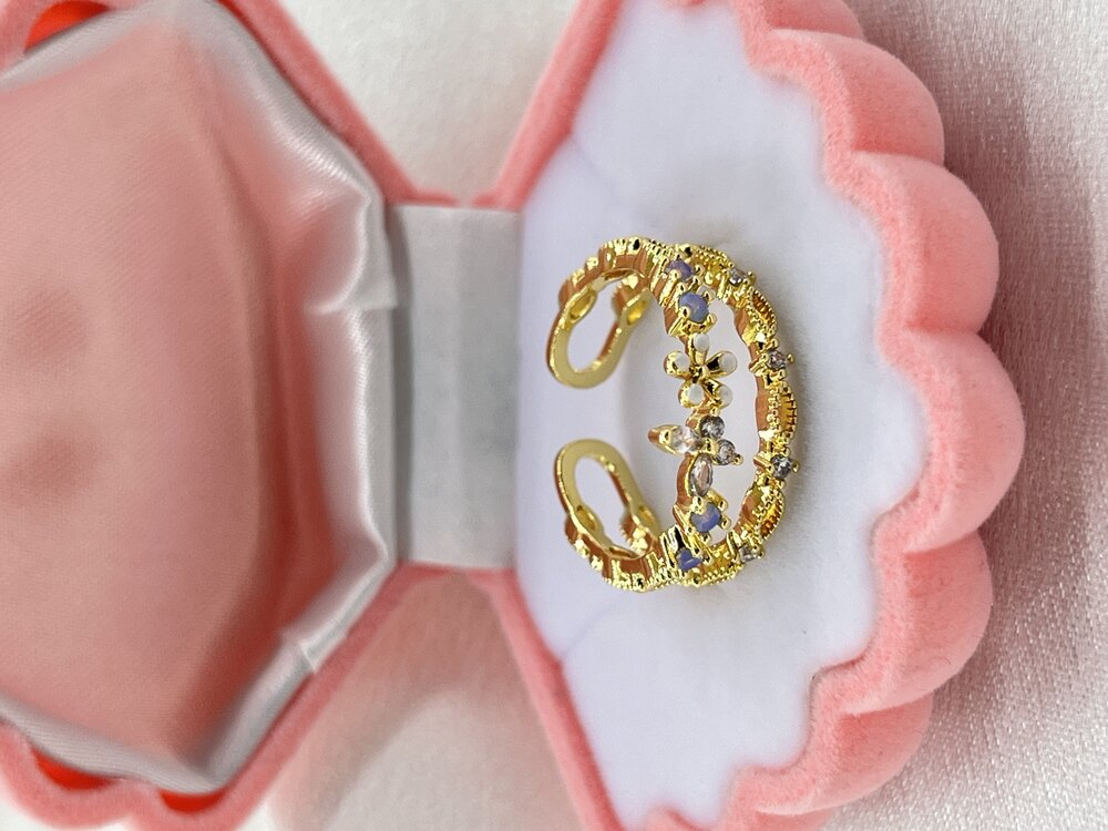 Gold Zirkon Kaplama VIP Ayarlanabilir Yüzük