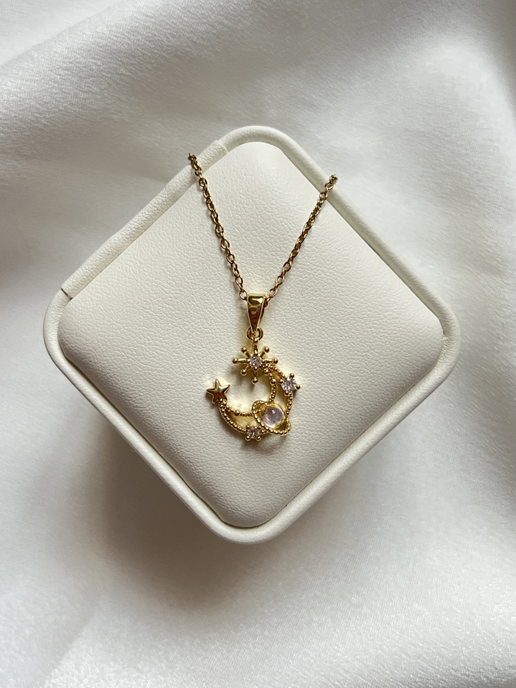 Gold Ay Model Çelik Kolye (45 cm)