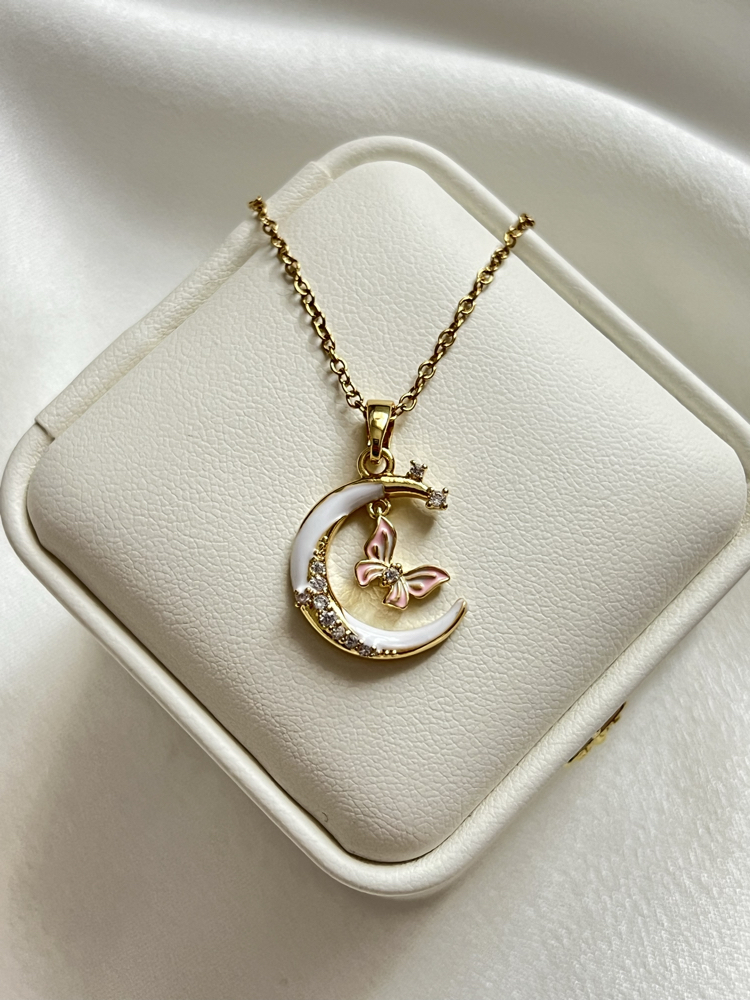 Gold Kelebek Model Çelik Kolye (45 cm)