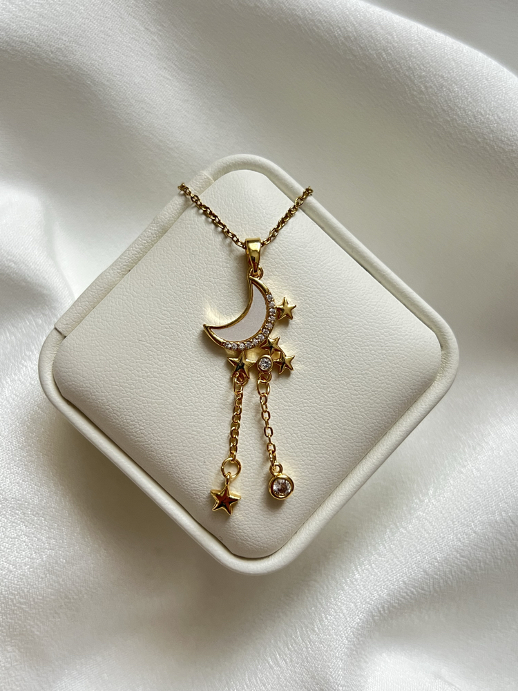 Gold Ay Model Çelik Kolye (45 cm)