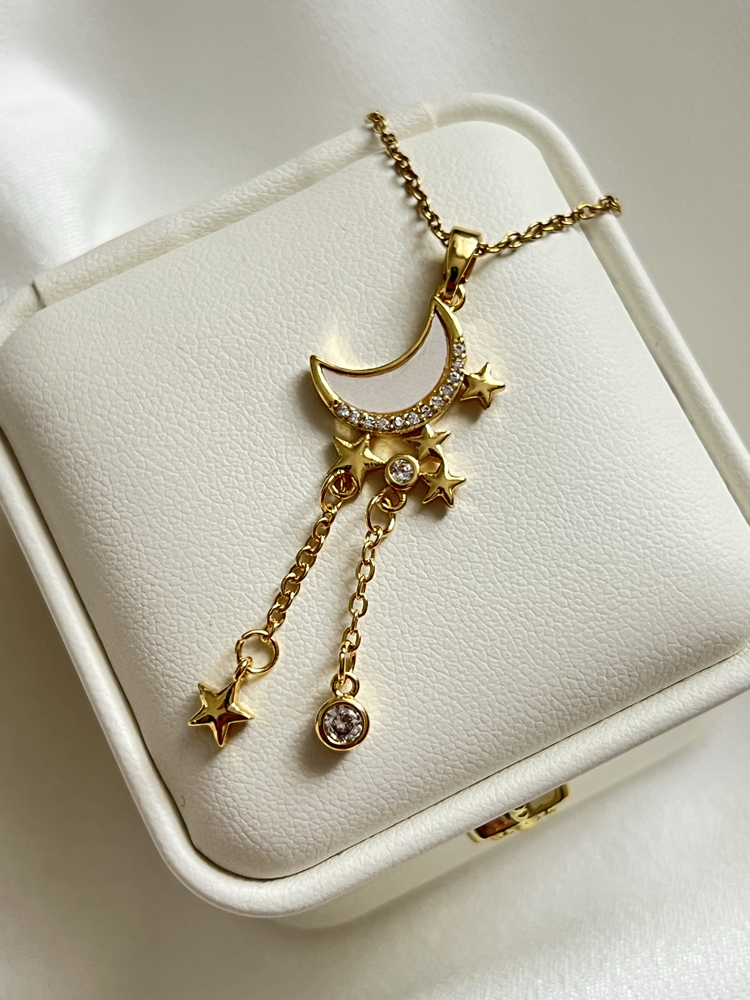 Gold Ay Model Çelik Kolye (45 cm)