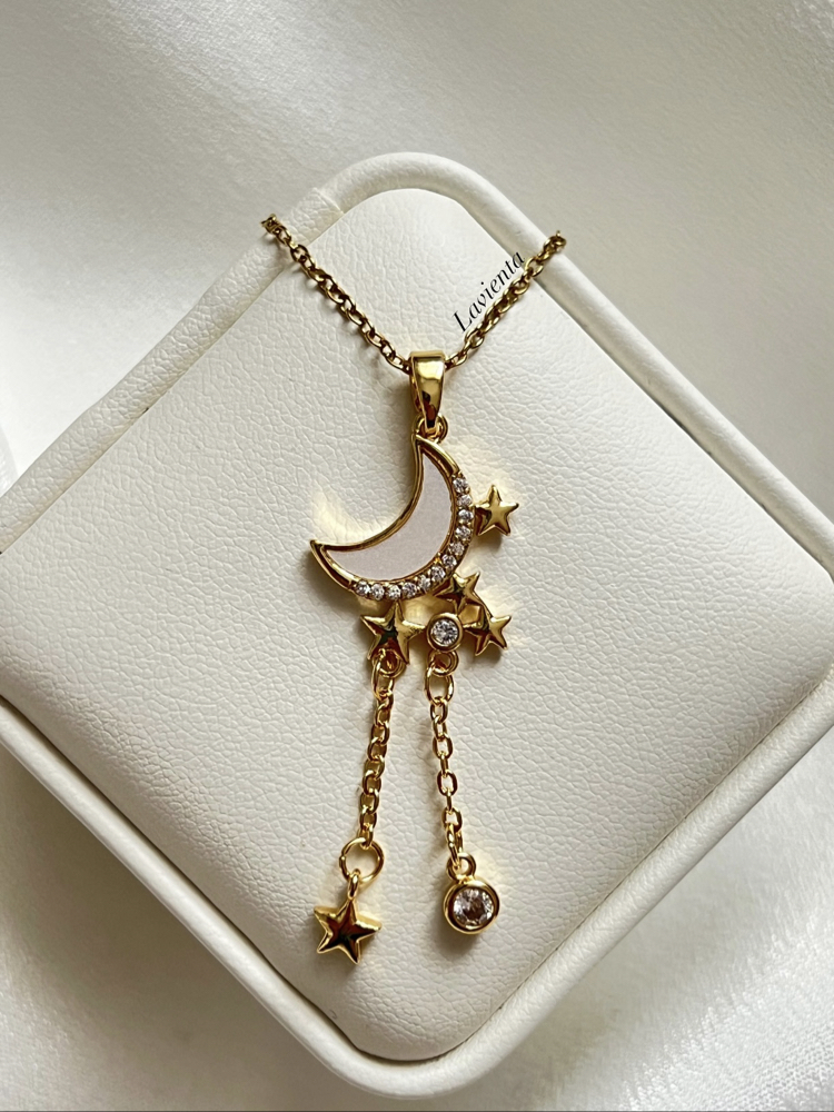 Gold Ay Model Çelik Kolye (45 cm)