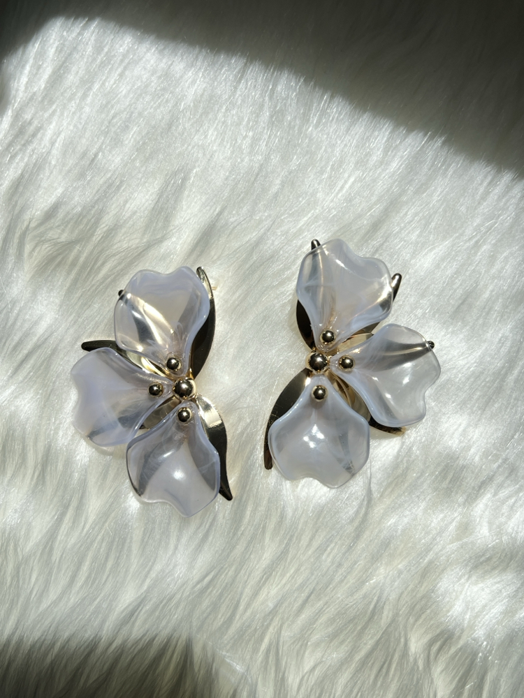 Gri Yaprak Model 6 Cm VIP Küpe