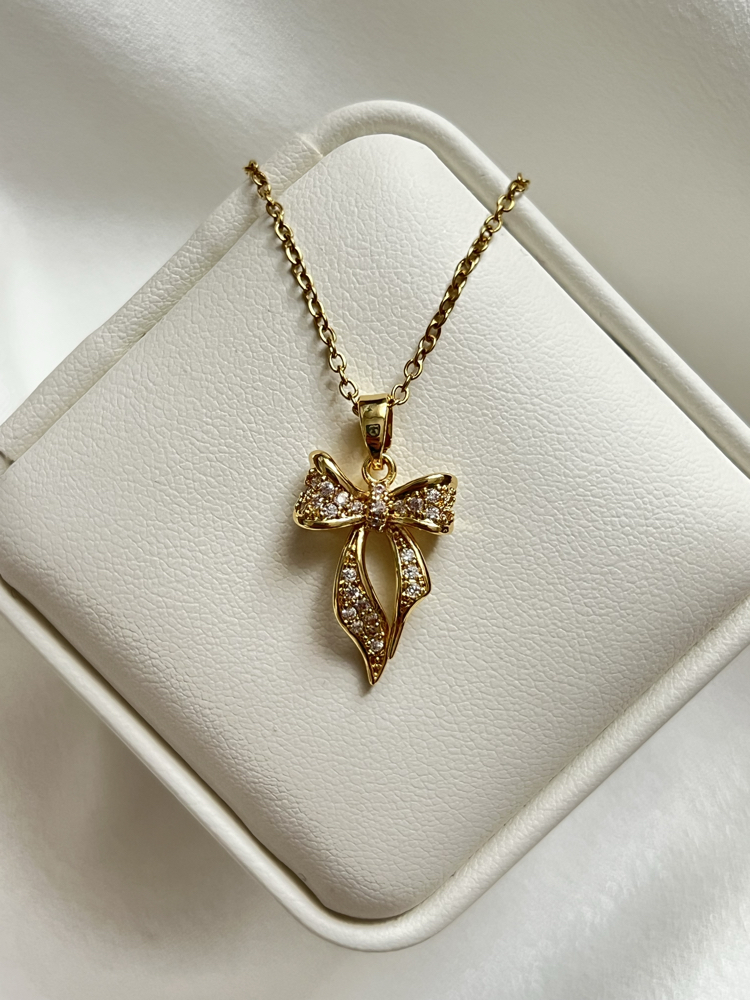 Gold Fiyonk Model Çelik Kolye (45 cm)