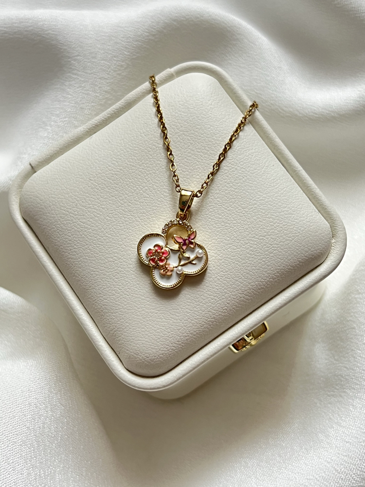 Gold Çiçek Model Çelik Kolye (45 cm)
