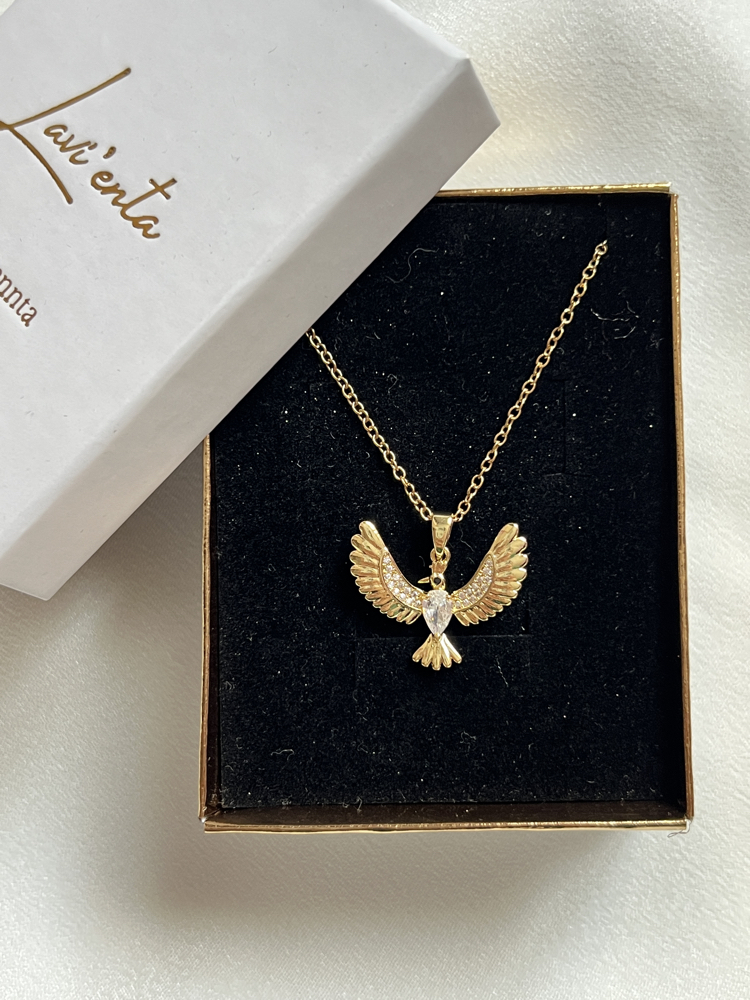 Gold Anka Kuşu Model Çelik Kolye (45 cm)