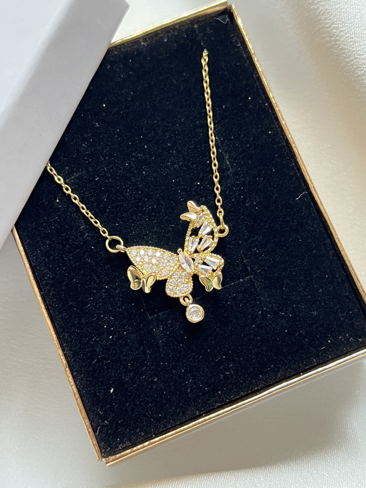 Gold Kelebek Model Çelik Kolye (45 cm)