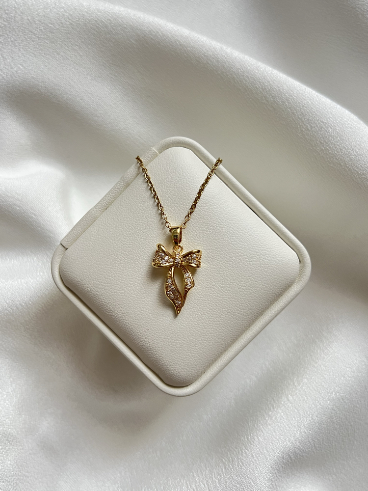 Gold Fiyonk Model Çelik Kolye (45 cm)