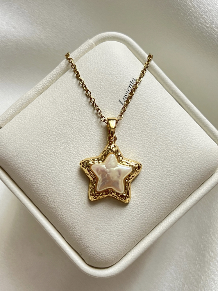 Gold Yıldız Model Çelik Kolye (45 cm)